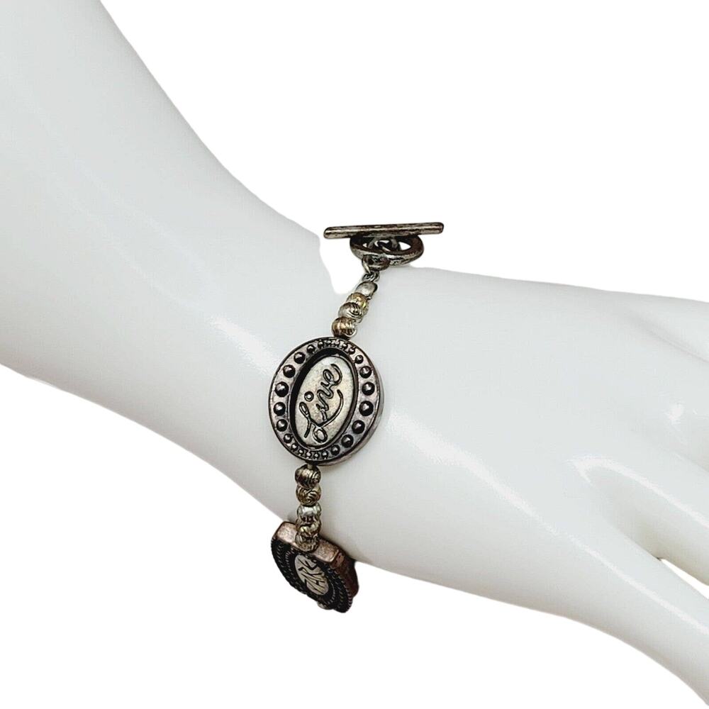 Inspiration Words Spinner Bracelet Bronze Tone Achieve Imagine Live Love 7"
